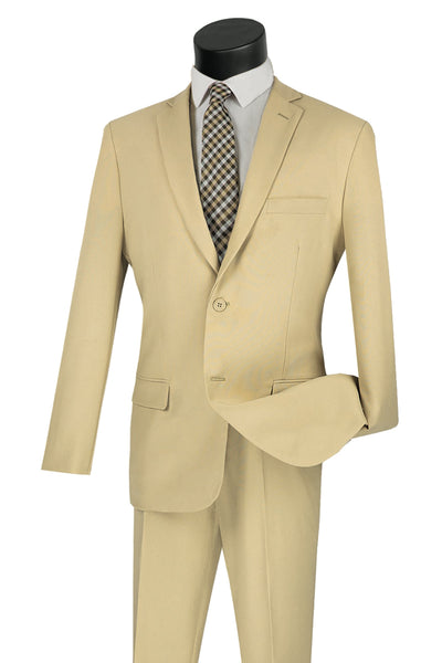 Mens Basic 2 Button Classic Fit Poplin Suit in Beige 1 SO12PP_BEIGE_36S  - from alligatorwarehouse.com
