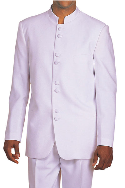 Mens Classic 8 Button Mandarin Collar Suit in White 1 5905-White-38R  - from alligatorwarehouse.com