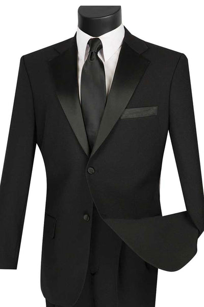 Mens Classic Fit 2 Button Poplin Tuxedo in Black 1 T-2PP_BLACK_36S  - from alligatorwarehouse.com