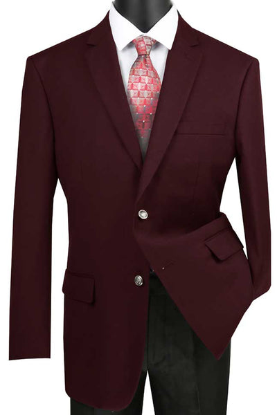 Mens Classic Wool Feel Blazer Sports Coat in Burgundy 9 SO1B-TR_BURGUNDY_XS  - from alligatorwarehouse.com