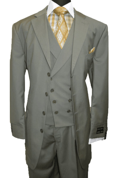 Mens 4 Button Double Breasted Vest Suit in Oilve 1 5263V-Olive-38R  - from alligatorwarehouse.com