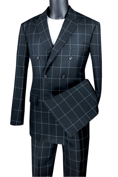 Mens Double Breasted Bold Windowpane Suit in Black 1 SO1MDW-1_BLACK_36S  - from alligatorwarehouse.com