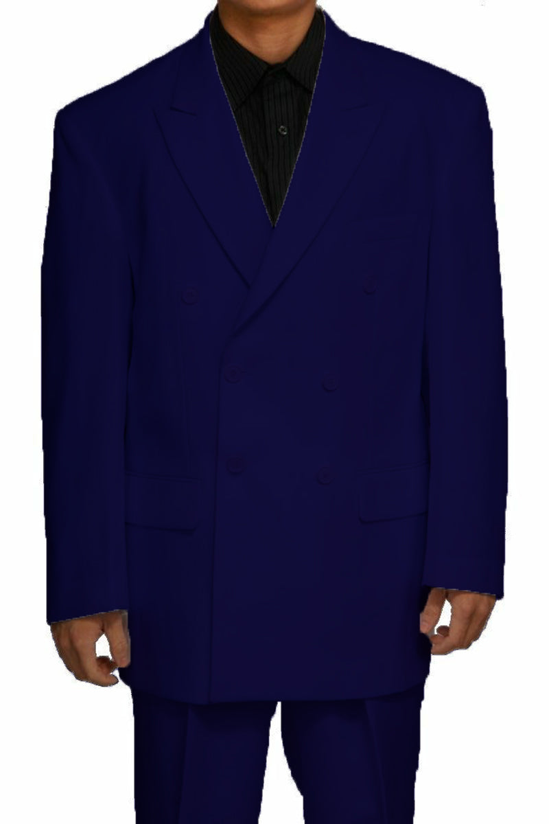 Mens Double Breasted Polyester Fashion Suit in Navy