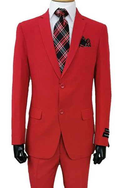 Mens 2 Button Polyester Fashion Suit in Red 1 702P-Red-38R  - from alligatorwarehouse.com