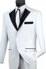 Mens Classic Contrast Notch Tuxedo in White