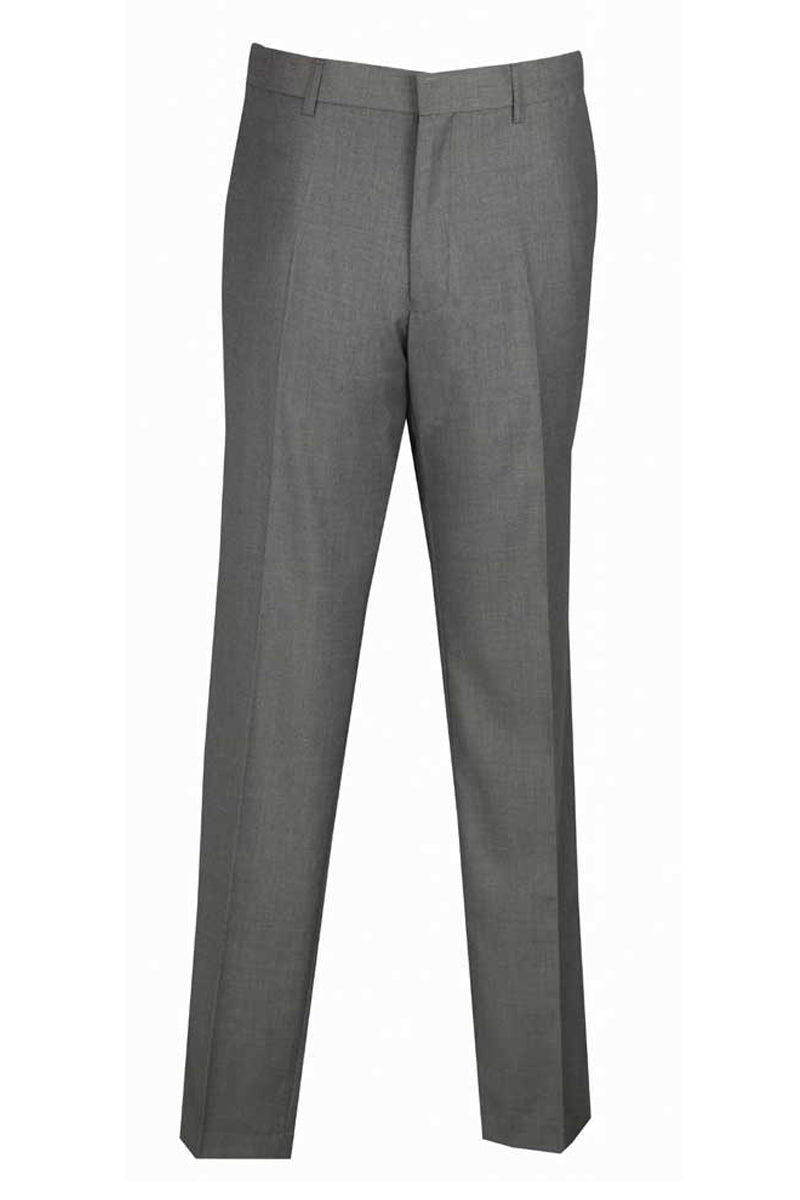 Mens Skinny Fit Wool Feel Flat Front Dress Slacks in Grey