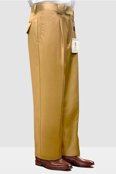 Mens Italian Wool Wide Leg Dress Pants in Camel Gold 1 WP-100_CAMEL_36  - from alligatorwarehouse.com