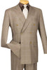 Mens Classic Wool Feel Double Breasted Glen Plaid Suit in Tan 9 DRW-1_TAN_36S  - from alligatorwarehouse.com
