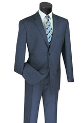 Mens 2 Button Modern Textured Weave Suit in Blue