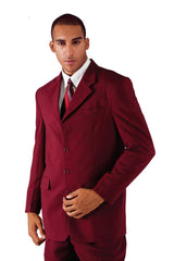 Mens 4 Button Polyester Fashion Suit in Burgundy