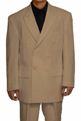 Mens Double Breasted Polyester Fashion Suit in Tan