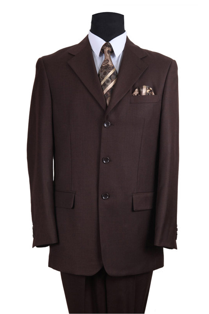 Mens 3 Button Wool Feel Textured Suit in Brown