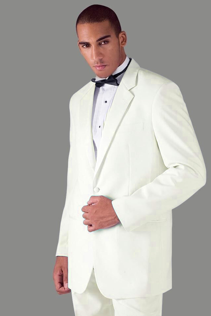 Mens Basic 2 Button Poly Tuxedo in Cream