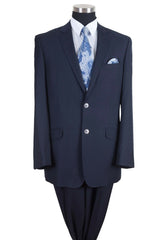 Mens Classic 2 Button Wool Feel Notch Lapel Suit in Navy