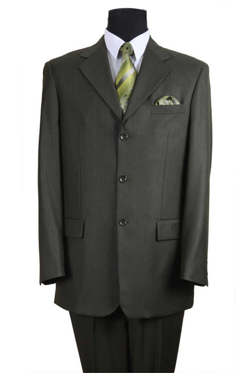 Mens 3 Button Wool Feel Textured Suit in Olive