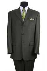 Mens 3 Button Wool Feel Textured Suit in Olive