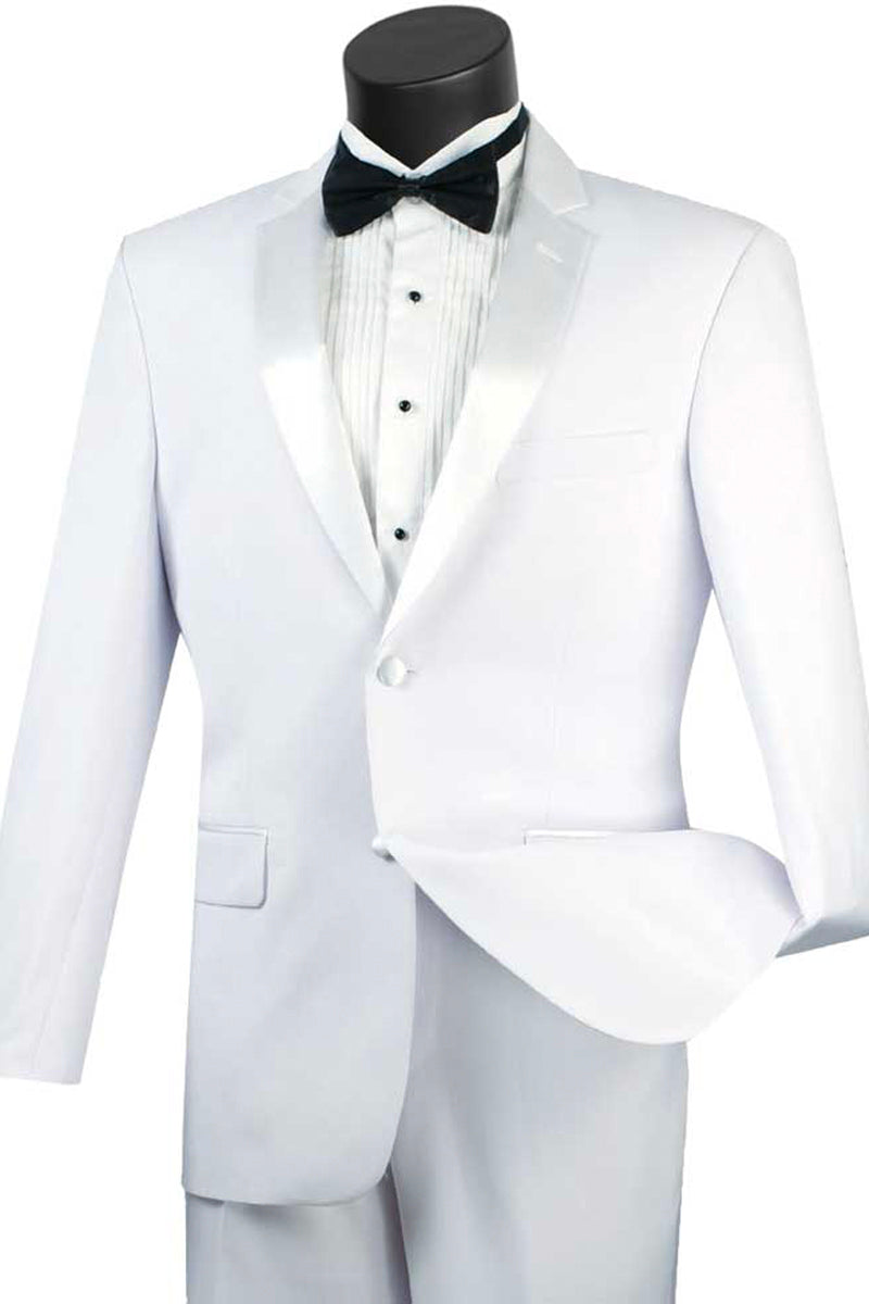 Mens Slim Fit Wool Feel Tuxedo in White