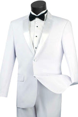 Mens Slim Fit Wool Feel Tuxedo in White