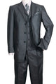 Mens 3 Button Vested Fashion Suit with Lapel Trim in Black