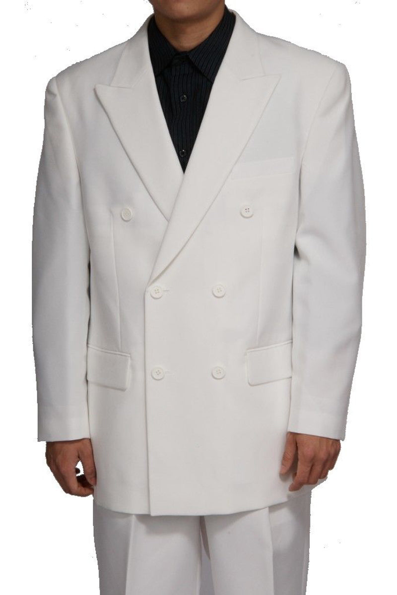 Mens Classic Poplin Double Breasted Suit in White