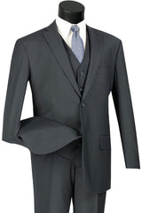 Mens Classic Fit Flat Front Vested Suit in Navy