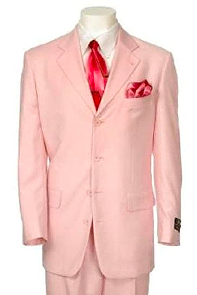 Mens 4 Button Polyester Fashion Suit in Pink