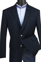 Mens Classic Wool Feel Blazer Sports Coat in Navy