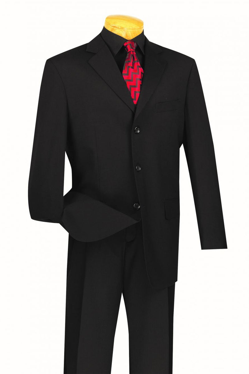 Mens Classic 3 button 2 Piece Suit in Black