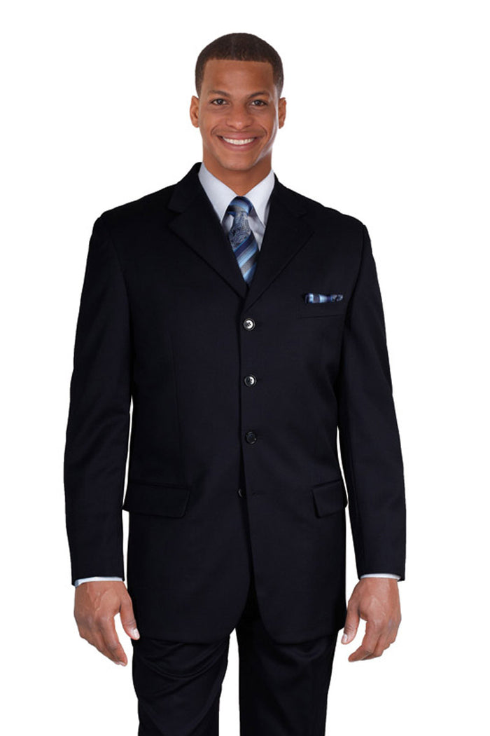 Mens 4 Button Polyester Fashion Suit in Black