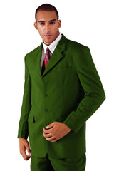 Mens 4 Button Polyester Fashion Suit in Olive