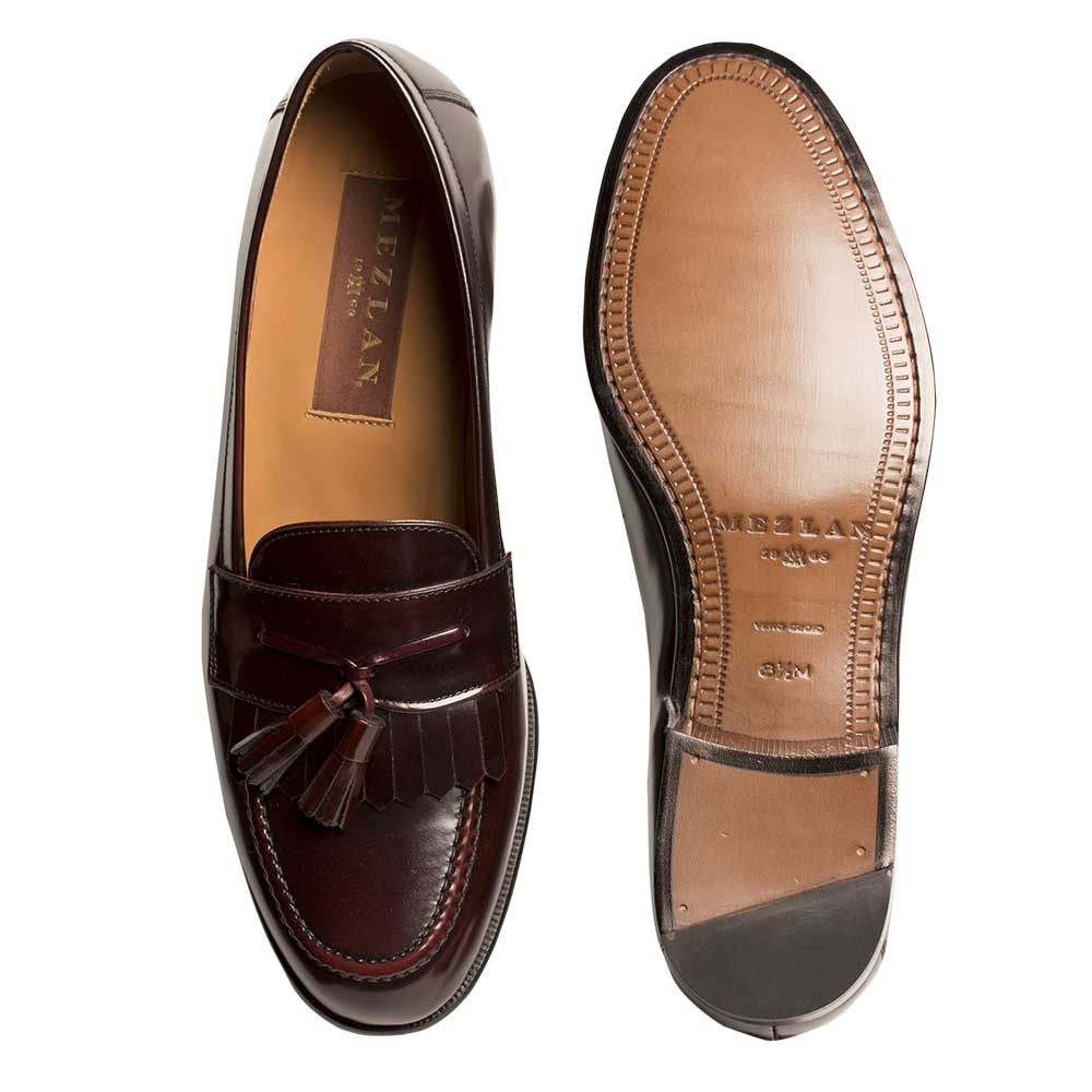 Mens Mezlan Santander Classic Tassel Loafer Dress Shoe in Burgundy