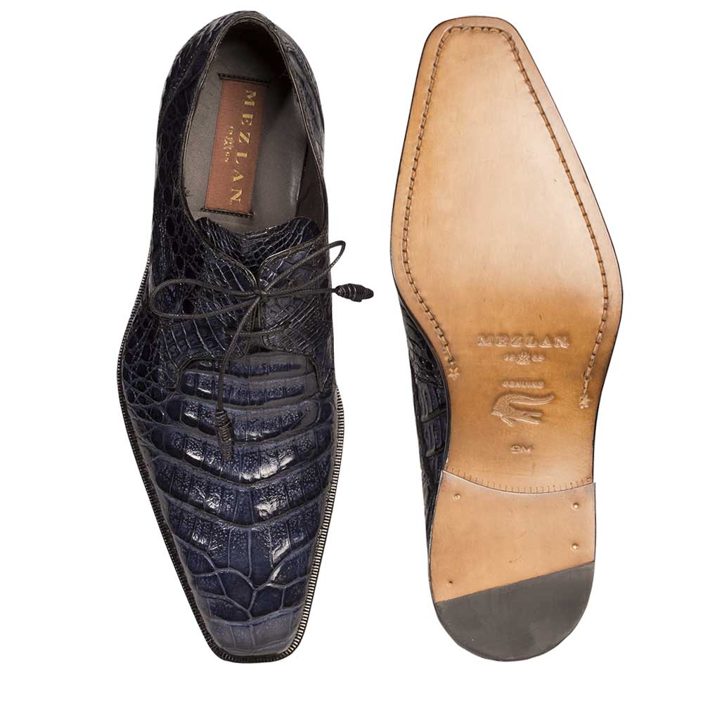 Mens Mezlan Anderson Caiman Crocodile Dress Shoe in Navy