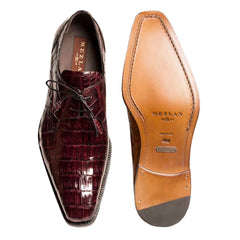 Mens Mezlan Anderson Caiman Crocodile Dress Shoe in Burgundy