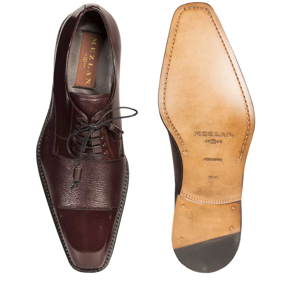 Mens Mezlan Soka Classic Cap Toe Dress Shoe in Burgundy