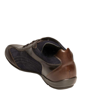 Mens Mezlan Vega Calfskin & Suede Sneaker in Brown & Navy 3   - from alligatorwarehouse.com