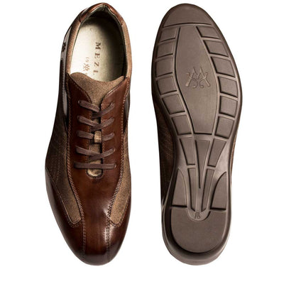 Mens Mezlan Vega Calfskin & Suede Sneaker in Brown & Taupe 2   - from alligatorwarehouse.com