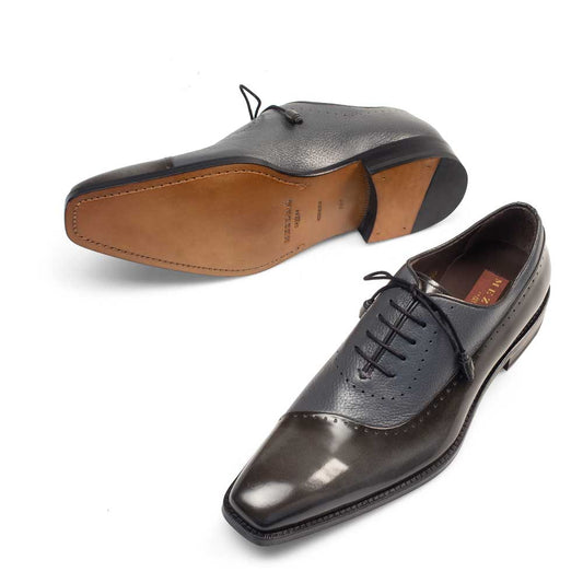 Mens Mezlan Postdam Calfskin Oxford Dress Shoe in Grey - LAST CALL 9.5