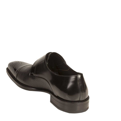 Mens Mezlan Phoenix Monk Strap Deerskin Cap Toe Dress Shoe in Black - LAST CALL 14 3   - from alligatorwarehouse.com