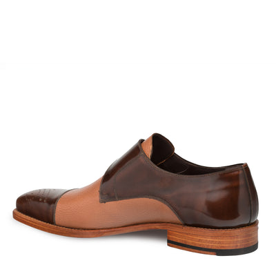 Mens Mezlan Phoenix Monk Strap Deerskin Cap Toe Dress Shoe in Camel 3   - from alligatorwarehouse.com