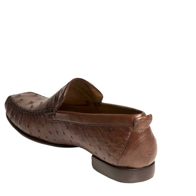 Mens Mezlan Rollini Ostrich Quill  Dress Shoe Loafer in Brown 3   - from alligatorwarehouse.com