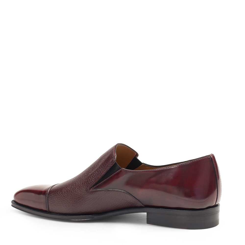 Mens Mezlan Milani Calf & Deerskin Cap Toe Slip on Loafer Dress Shoe in Burgundy - LAST CALL 10,13