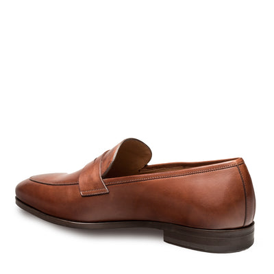 Mens Melzan Fabrizi Calfskin Penny Loafer Dress Shoe in Cognac 3   - from alligatorwarehouse.com