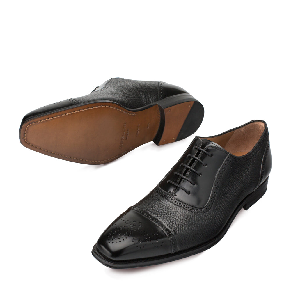 Mens Mezlan Murino Calf & Deerskin Cap Toe Dress Shoe in Black