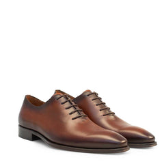 Mens Mezlan Plain Toe Calfskin Dress Shoe in Cognac