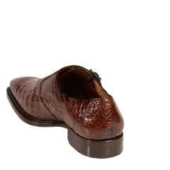 Mens Mezlan Prague Double Monk Strap Caiman Crocodile Dress Shoe in Cognac