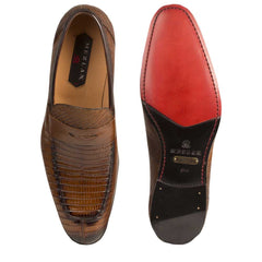 Mens Mezlan Lipari Lizard Penny Loafer Dress Shoe in Cognac