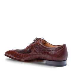 Mens Mezlan Getty Ostrich Wingtip Dress Shoe in Cognac