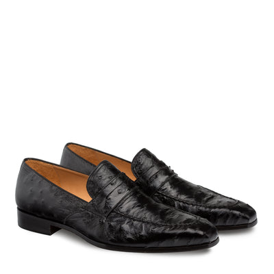 Mens Mezlan Lisbon Ostrich Quill Penny Loafer Dress Shoe in Cognac 6   - from alligatorwarehouse.com