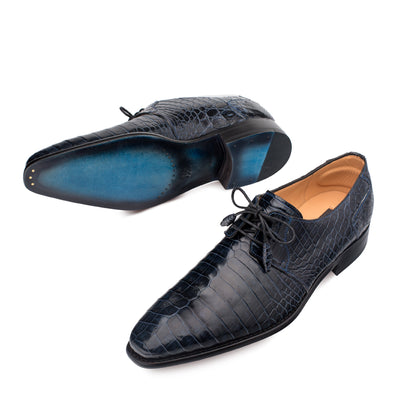 Mens Mezlan Moscow Alligator Dress Shoe in Navy 2   - from alligatorwarehouse.com