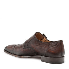 Mens Mezlan Argentum Lizard Double Monk Strap in Cognac